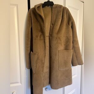 Zara super soft brown faux fur hooded coat
